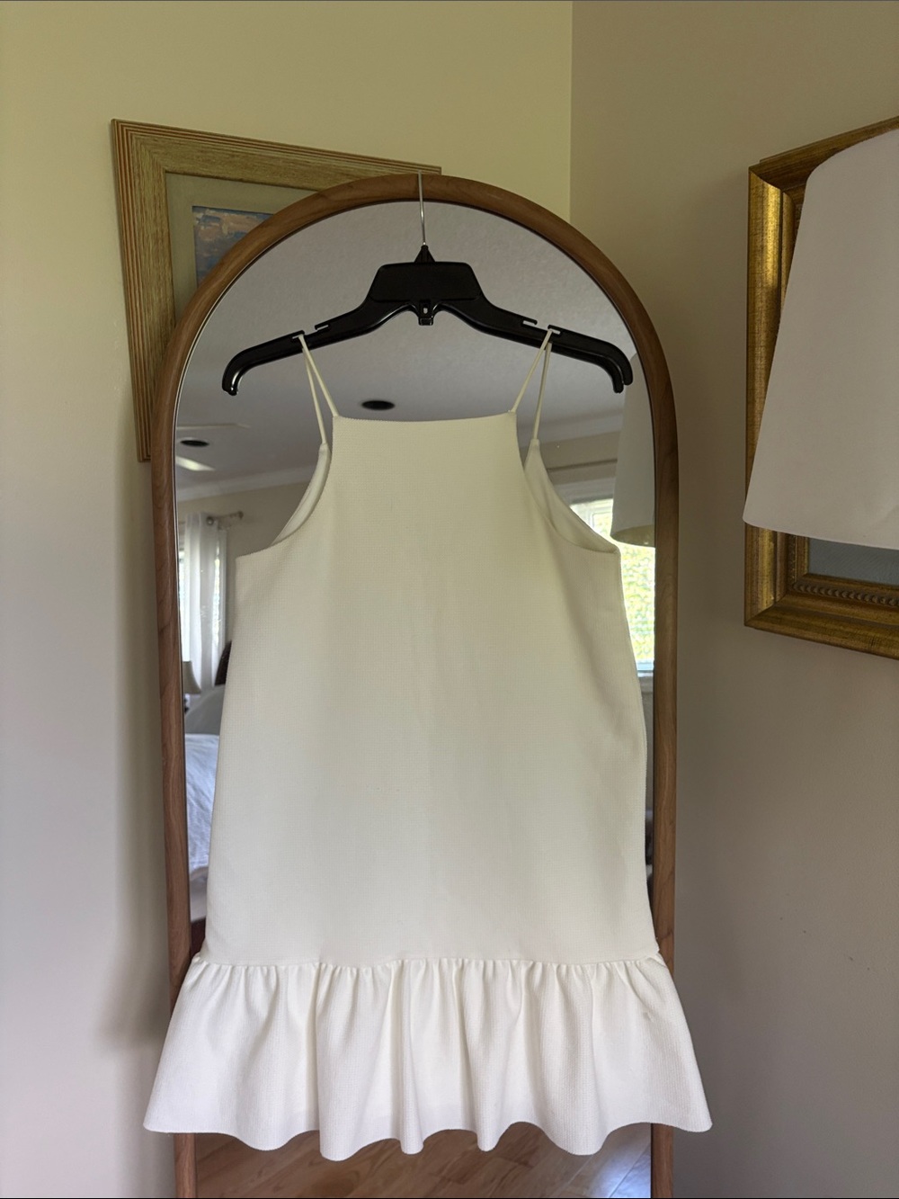 Zara Cream Ruffle-Hem Slip Dress